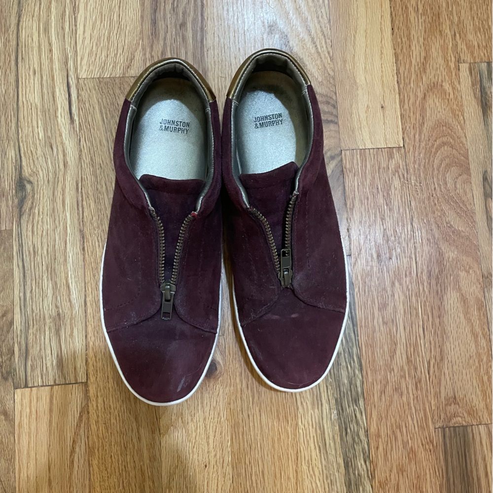 Johnston & Murphy Burgundy Zip Sneakers